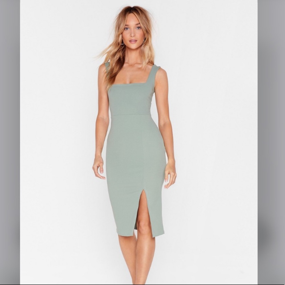 NASTY GAL Squarin' to Go Midi Dress